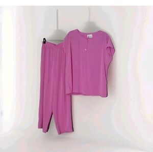 Maggie Sweet Pant Suit 2 Piece Cap Sleeve Top Pants  Light Weight 1x Lg Pink